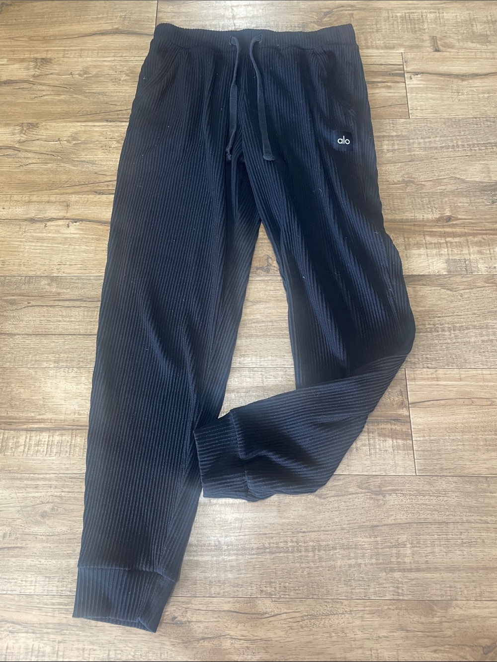 ALO Yoga Black Ribbed Jogger Sweatpants